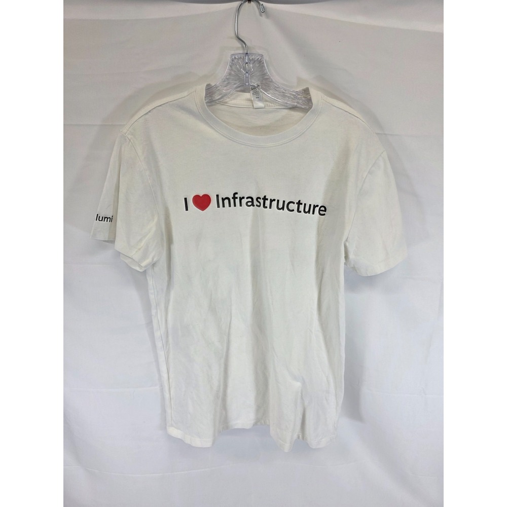 Threadfast Pulumi I Heart Infrastructure Tech T-Shirt White Mens Small‎ Graphic